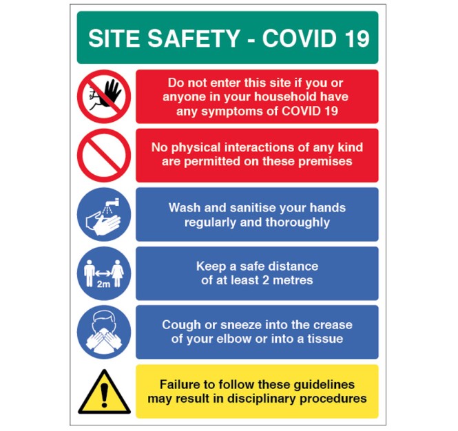 Coronavirus Portrait Site Safety Board with 6 Messages - 2m