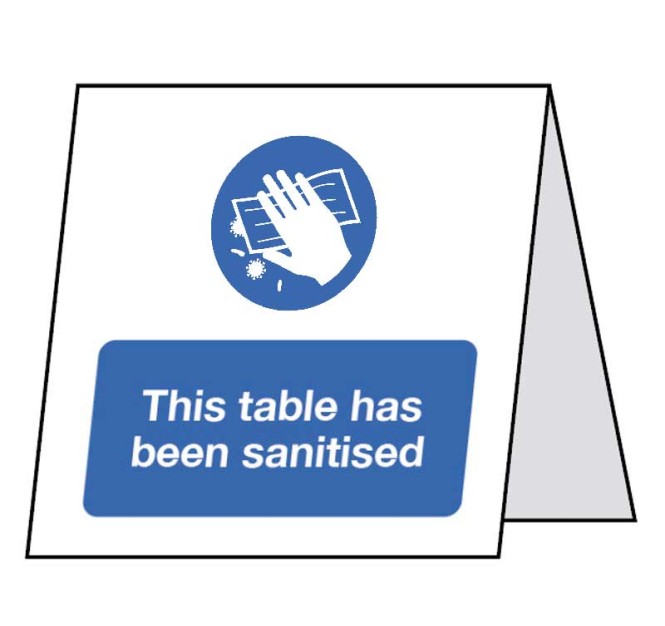 This Table has been Sanitised - Double Sided Table Card (Pack of 5)