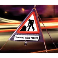 Fold Up Sign - Men At Work with Text Variant Options