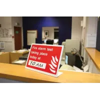 Fire Alarm Test Taking Place (Insert Time) Table Top Sign Fire Alarm Test Taking Place (Insert Time) Table Top Sign