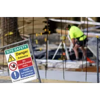 Danger - Asbestos Site Safety Board with Contact Details