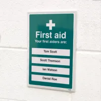 First Aiders Are (Space for 4 Names) Adapt-a-Sign First Aiders Are (Space for 4 Names) Adapt-a-Sign