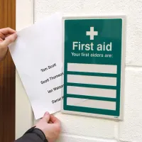 First Aiders Are (Space for 6 Names and Telephone Numbers) Adapt-a-Sign First Aiders Are (Space for 6 Names and Telephone Numbers) Adapt-a-Sign
