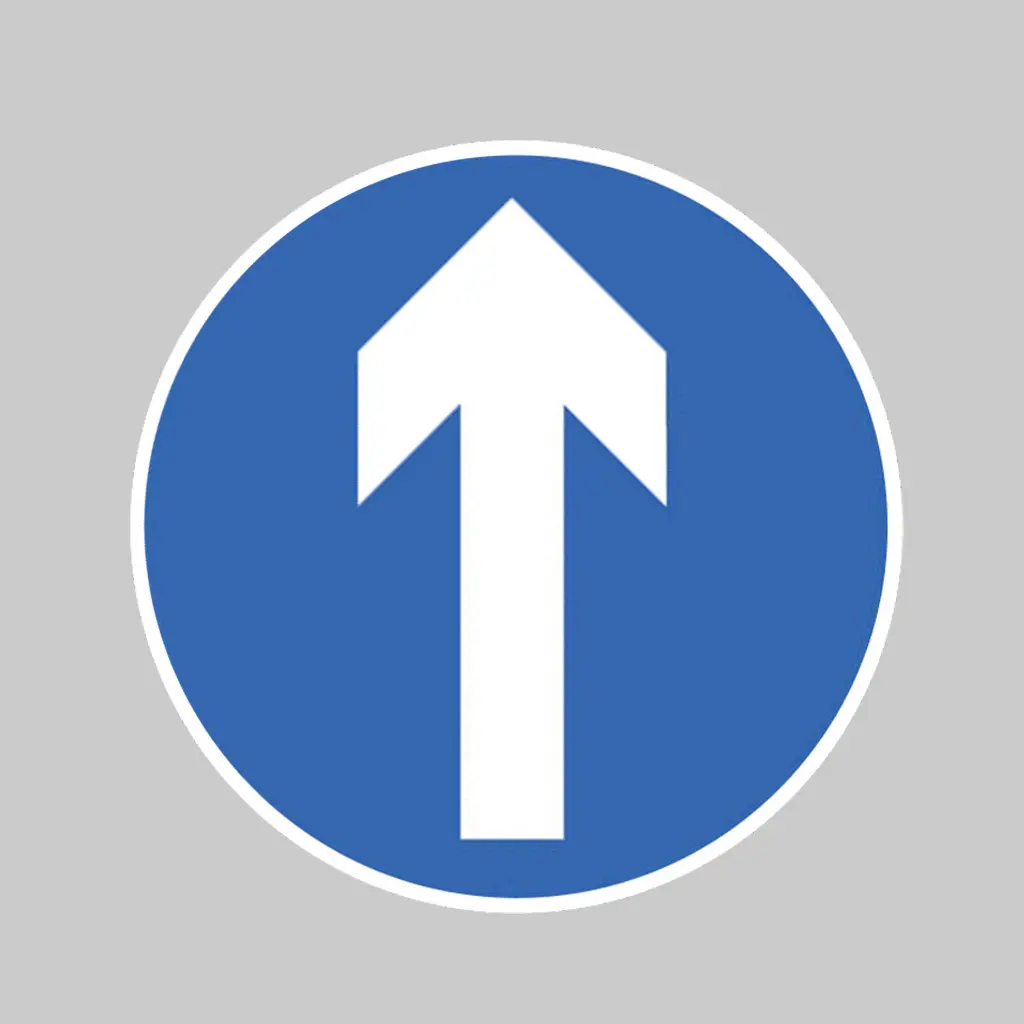 Proceed in Direction Indicated by the Arrow symbol