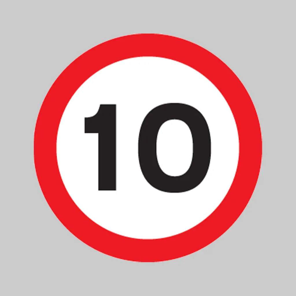 10 mph Maximum Speed Limit symbol