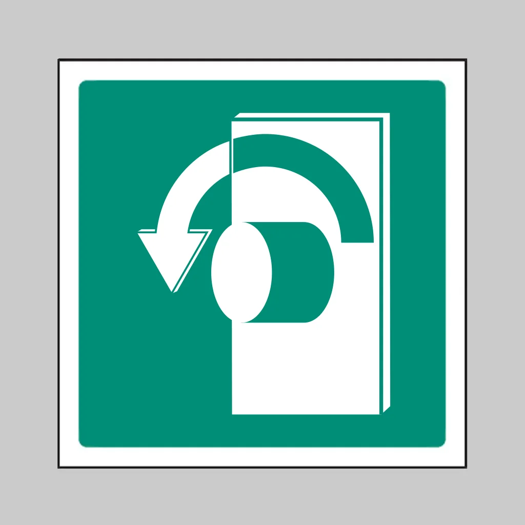 ISO 7010 E018 Turn Anticlockwise to Open symbol