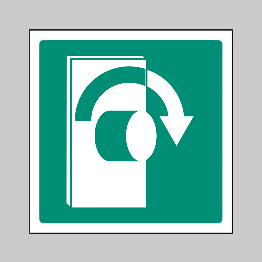 ISO 7010 E019 Turn Clockwise to Open symbol