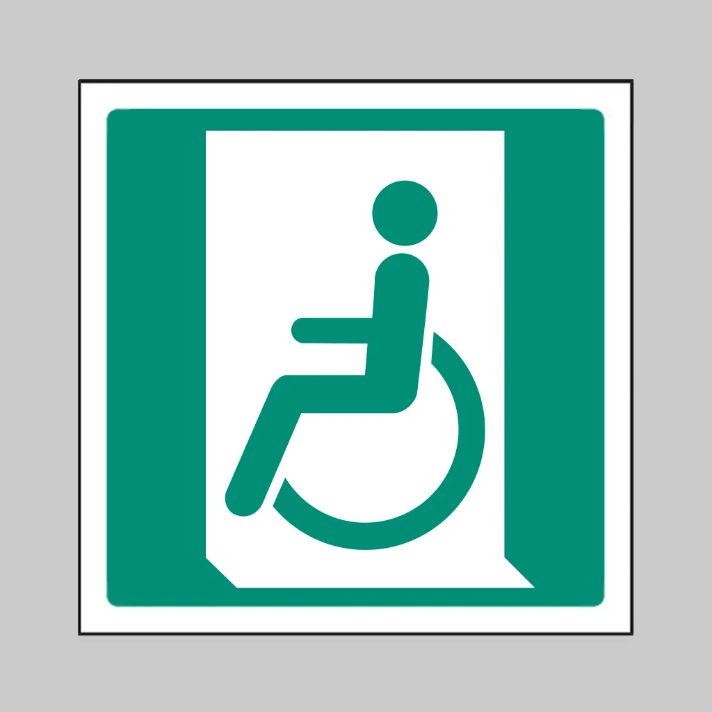 ISO 7010 E026 Emergency Exit for People Unable to Walk (Left) symbol
