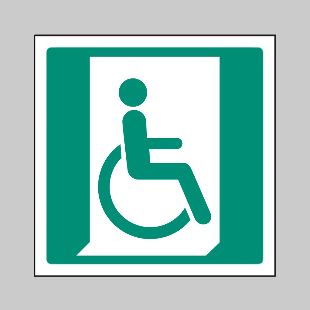 ISO 7010 E030 Emergency Exit for People Unable to Walk (Right) symbol