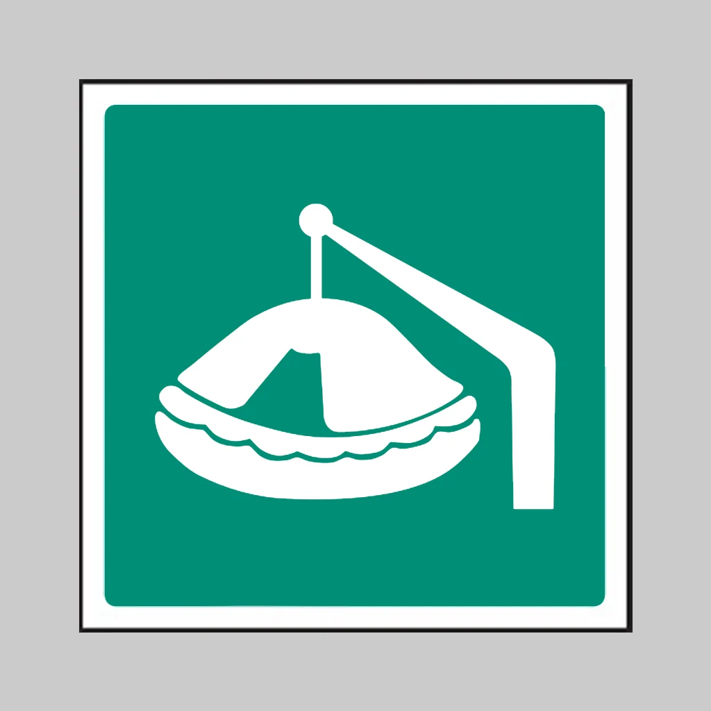 ISO 7010 E039 Davit-Launched Liferaft symbol