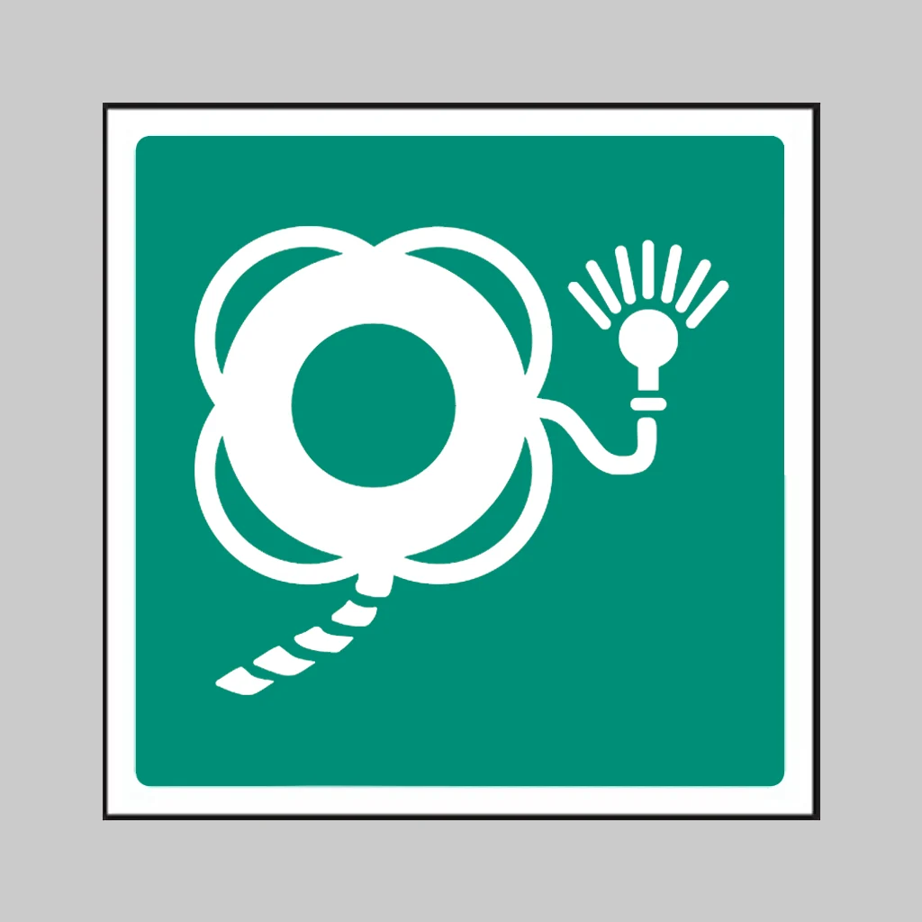 ISO 7010 E043 Lifebuoy with Line and Light symbol
