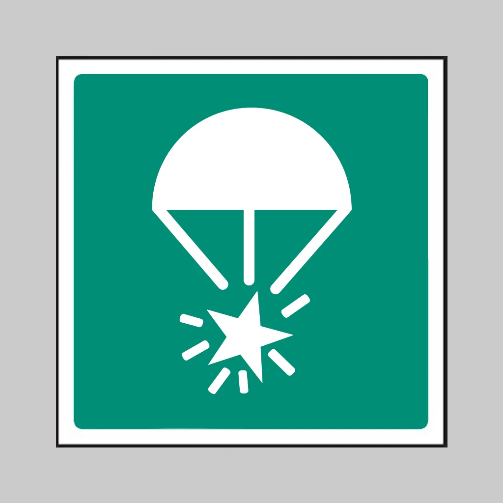 ISO 7010 E049 Rocket Parachute Flare symbol