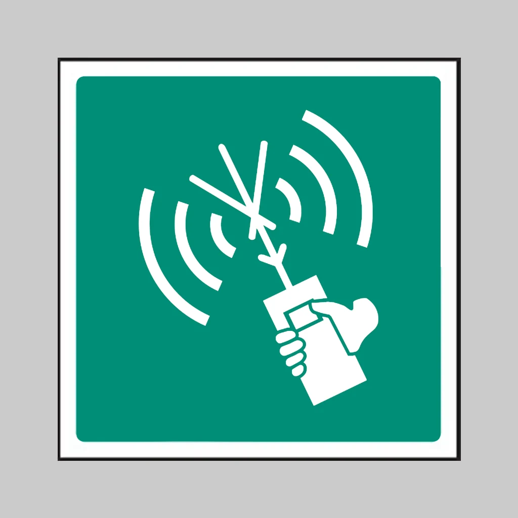 ISO 7010 E051 Two-Way VHF Radiotelephone Apparatus symbol