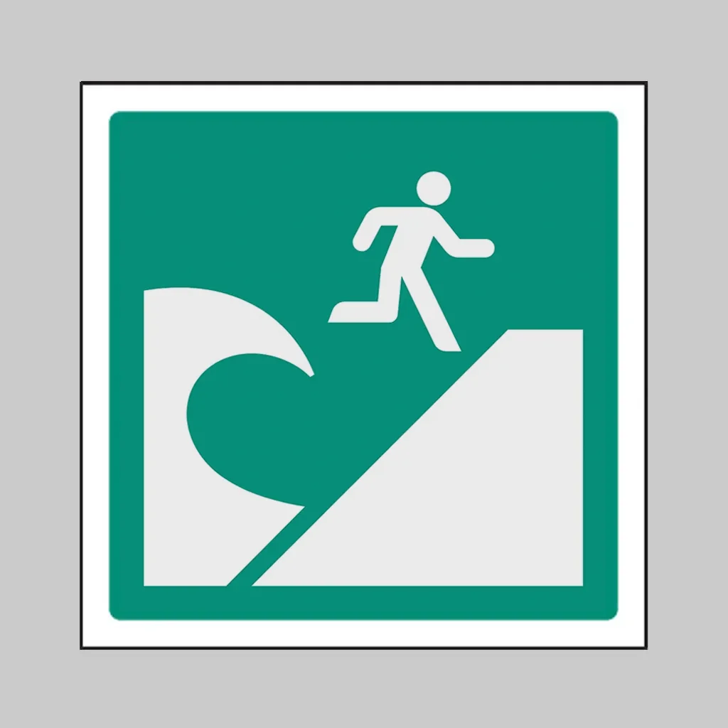 ISO 7010 E062 Tsunami Evacuation Area symbol