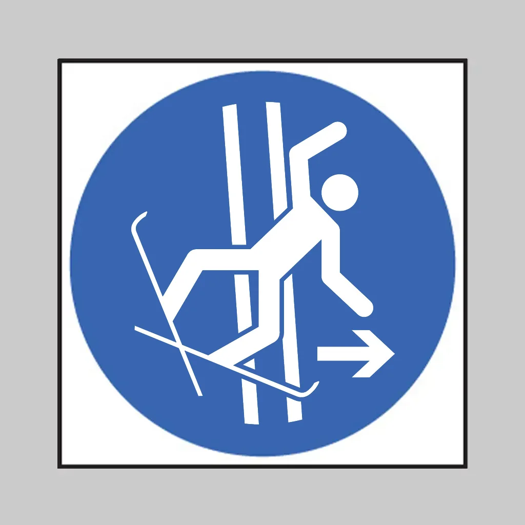 ISO 7010 M035 Immediately Leave the Tow-Track in the Event of Falling symbol
