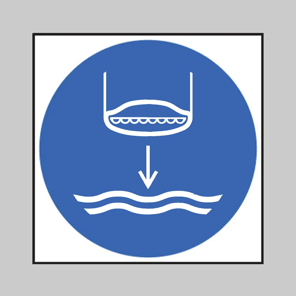 ISO 7010 M039 Lower Lifeboat to the Water in Launch Sequence symbol