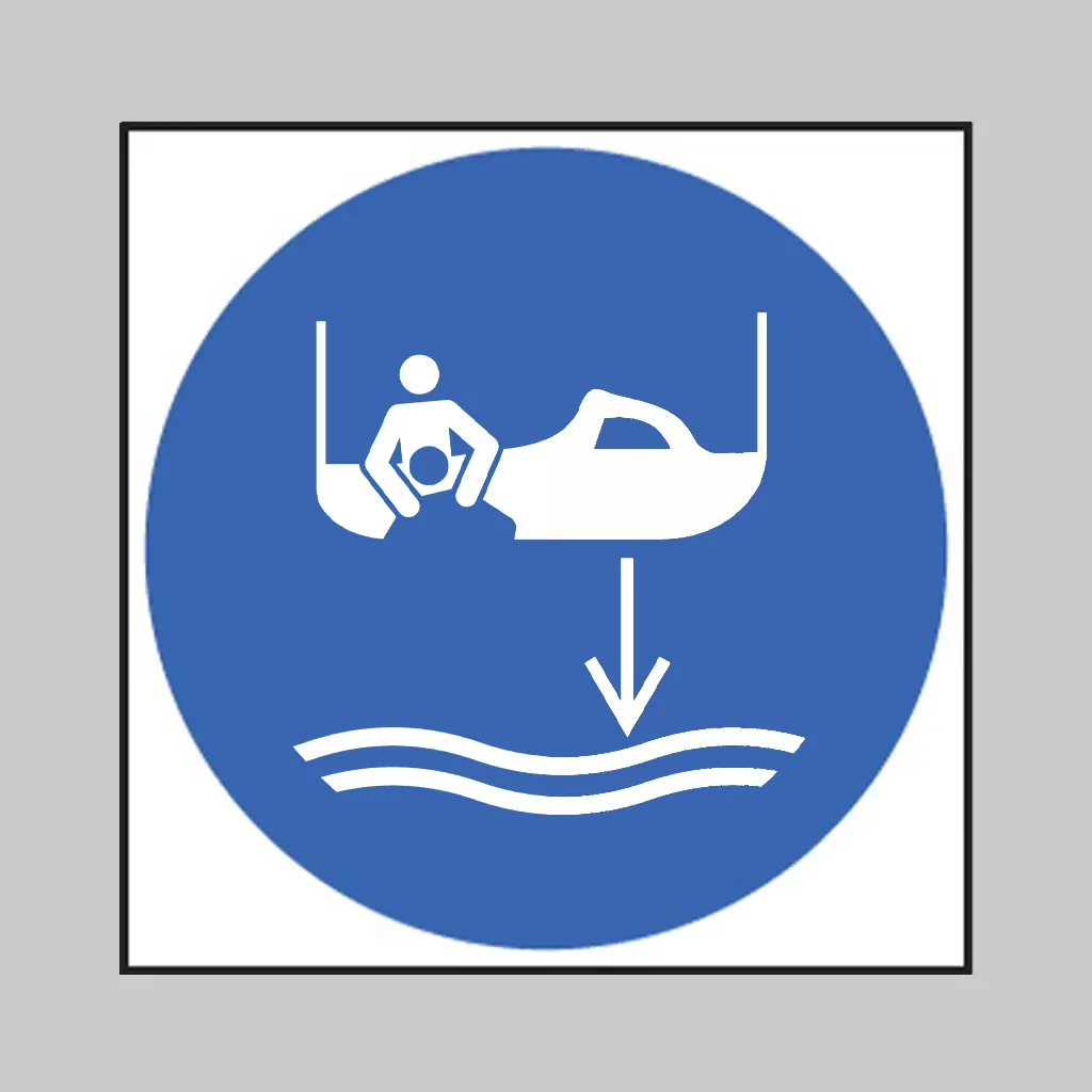 ISO 7010 M041 Lower Rescue Boat to the Water in Launch Sequence symbol
