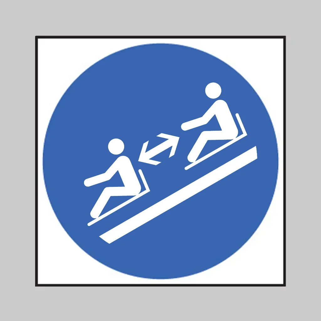 ISO 7010 M052 Keep Distance Between Toboggans symbol