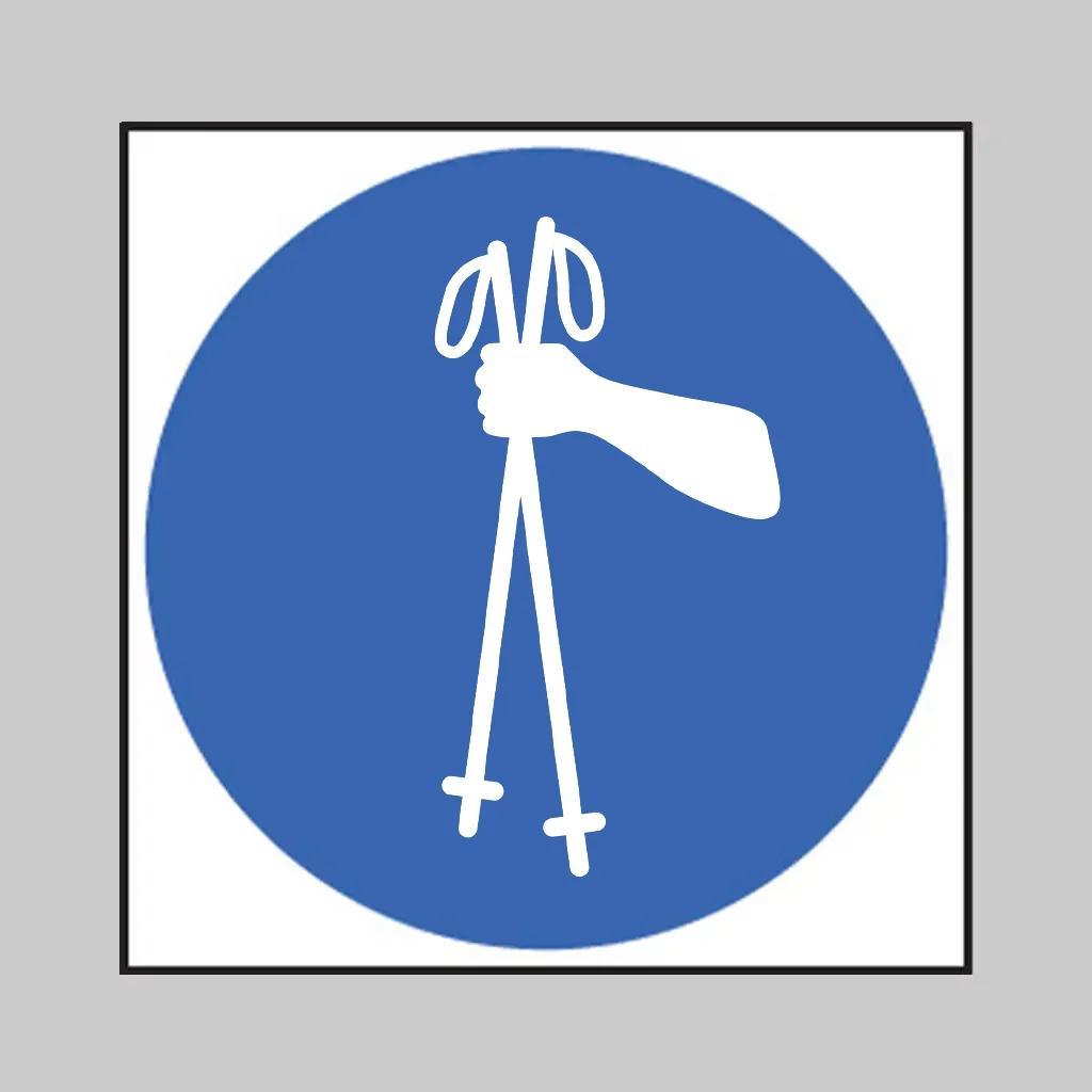 ISO 7010 M064 Hold Two Ski Poles with a Single Hand