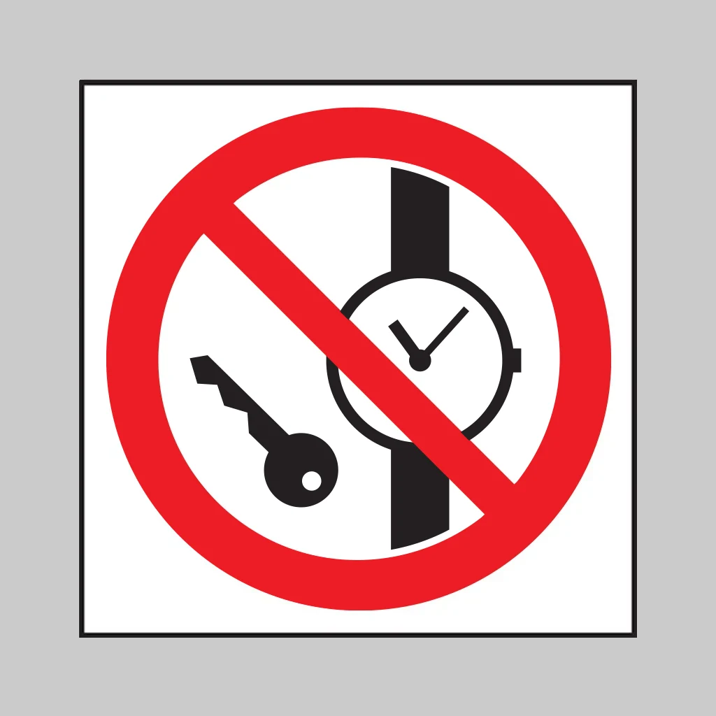ISO 7010 P008 No metallic articles or watches