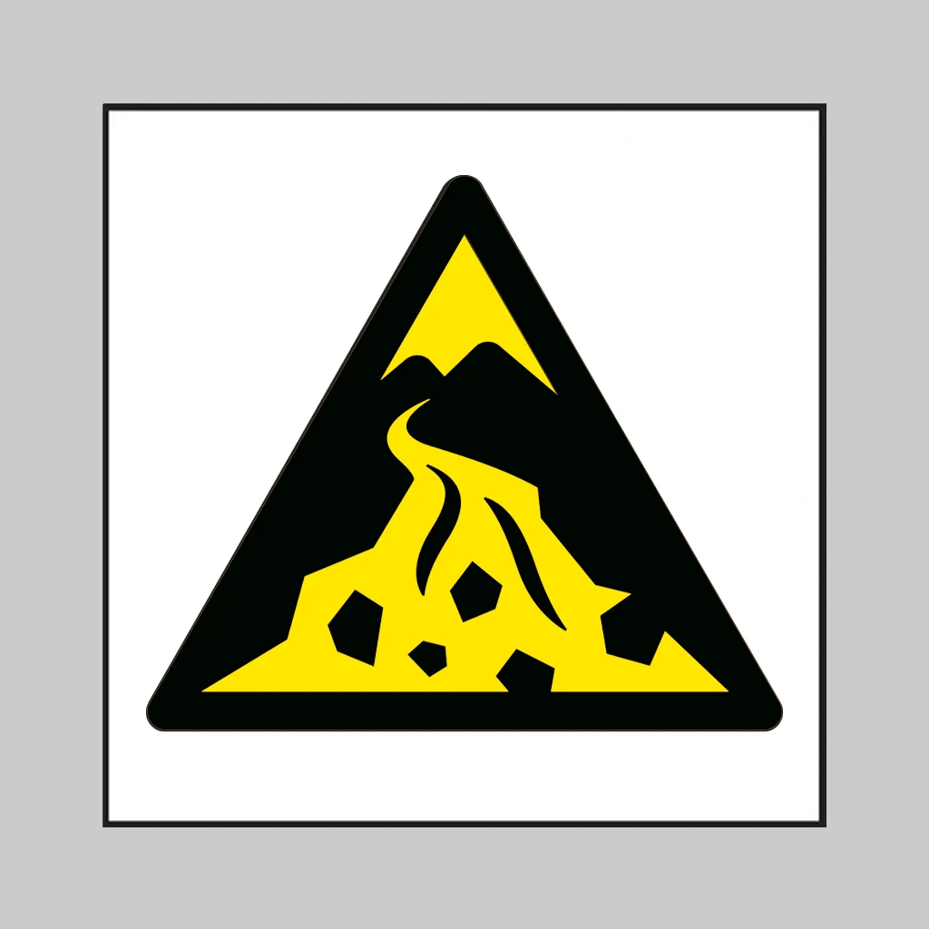 ISO 7010 W076 Debris Flow Zone symbol