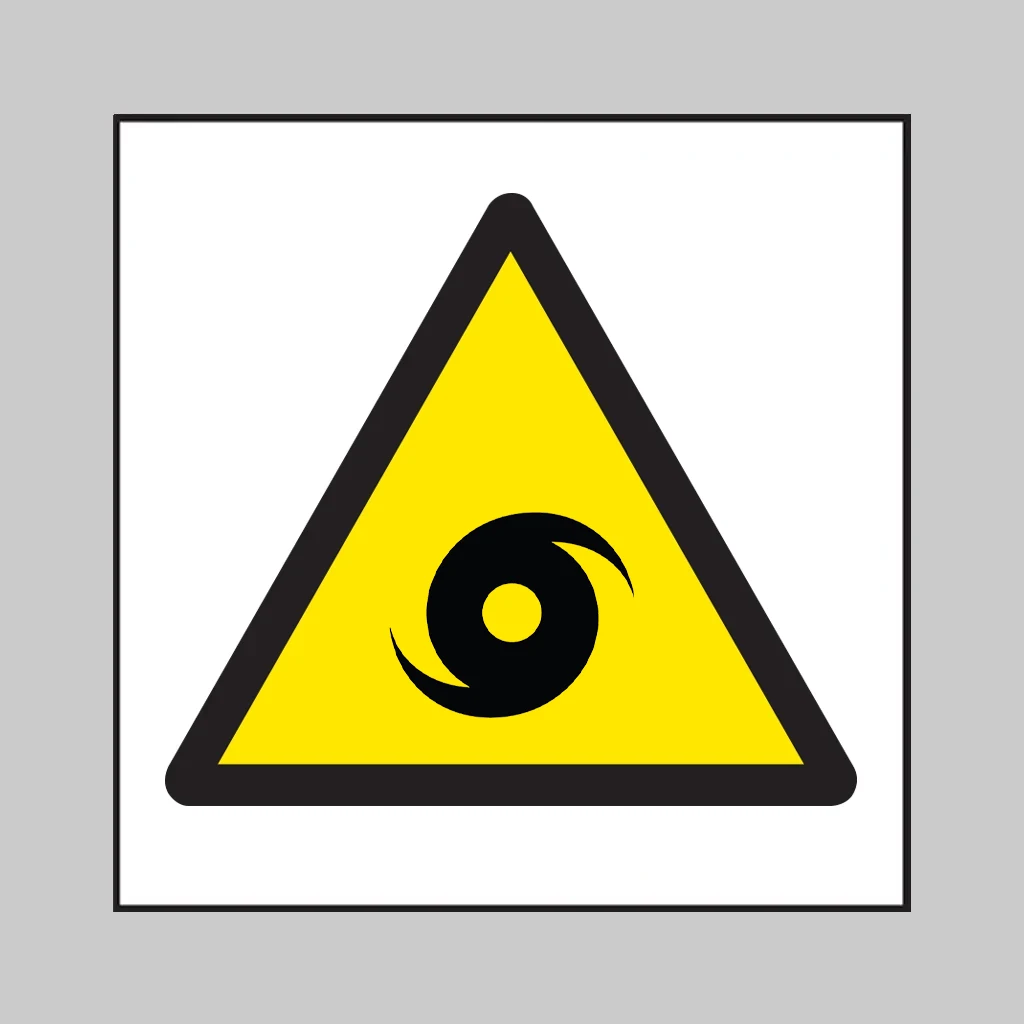 ISO 7010 W085 Typhoon / Hurricane / Cyclone Zone symbol